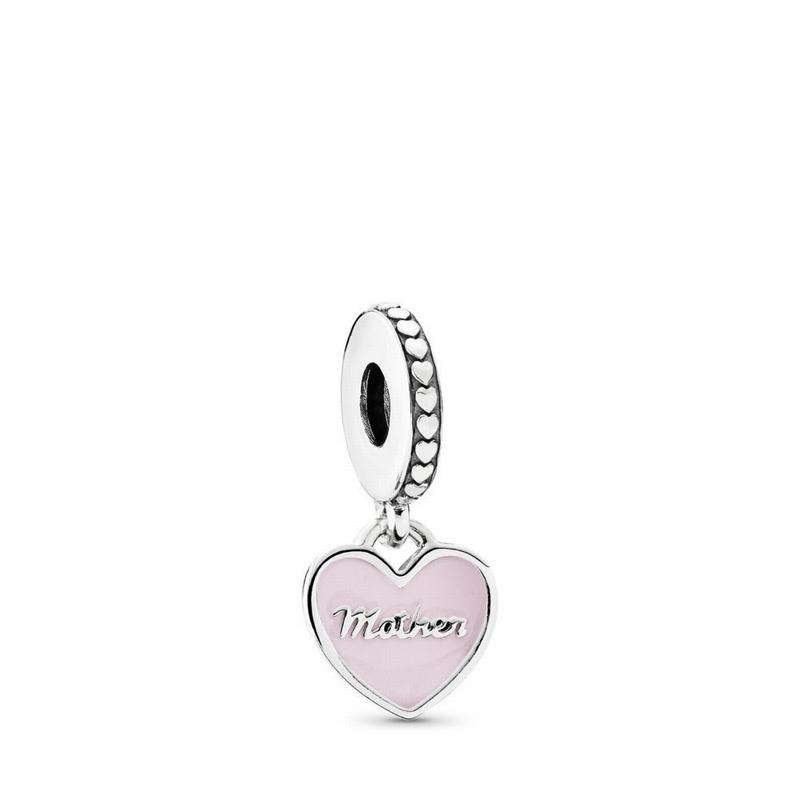 Pandora Mother & Daughter Hearts Dangle Charm Ireland - Sterling Silver/Enamel/Pink/Cubic Zirconia -